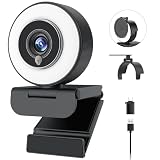 Angetube 4K Webcam with Ring Light, Computer Web...