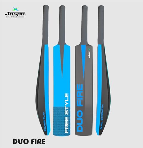 Image of Jaspo Fumes Premium Hard Plastic Tennis Cricket Full Size Bat (34 X 4.5 Inch) for All Age Groups (Slog Plus (Dual Color-Grey Blue))
