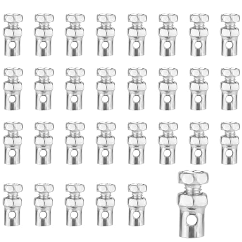Image of NQEUEPN 30pcs Universal 1 /8 inch Throttle Brake Cable Ends, Silver Metal | Go Kart Throttle Cable Stops Locks Bicycle Brake Cables Crimp Ends for Bike Motorcycles Scooters Lawn Mowers Tractors