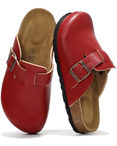 Image of Project Cloud 100% Genuine Leather Footbed Clogs for Women - Memory Foam Arch Support Slippers for Women - Trendy Slip-ons Women's Mules & Clogs Sandals