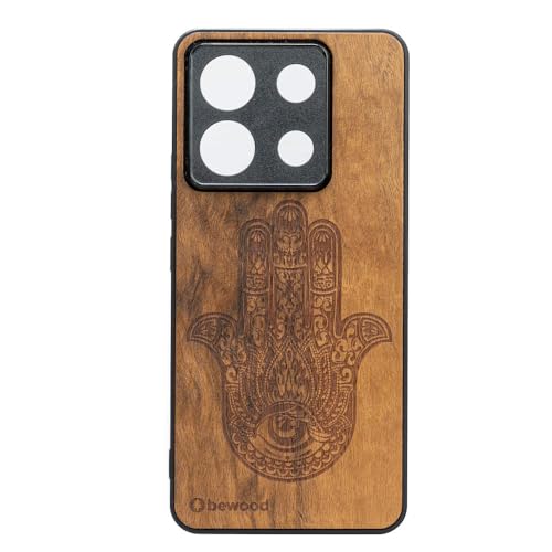 Coque en bois Hamsa anti-choc silicone TPU et charge induction compatible Qi