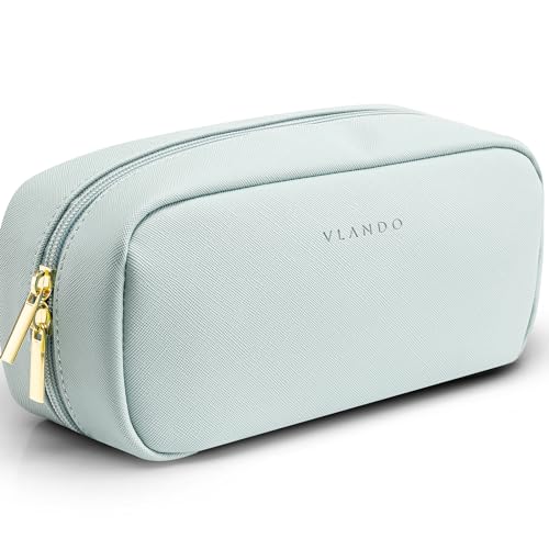 Vlando Makeup Pouch,Travel Makeup Organizer Bag,Small Makeup Bag Travel Gifts for Women Traveler Birthday Graduation Gift Ideas-Blue 02-Blue