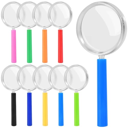 SenseYo 9 Pack 3X Mini Magnifying Glass for Kids, Small Colorful Kid Magnifier for Observation
