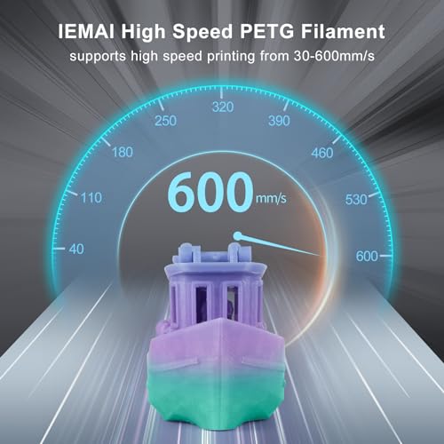 Image of IEMAI PETG Filament 1.75mm Bundle, Translucent Multicolor Gradient 3D Printer Filament Up to 600mm /s Rapid Printing, 250gx 4 Spools for Lampshade, Artistic Creations & Home Decor