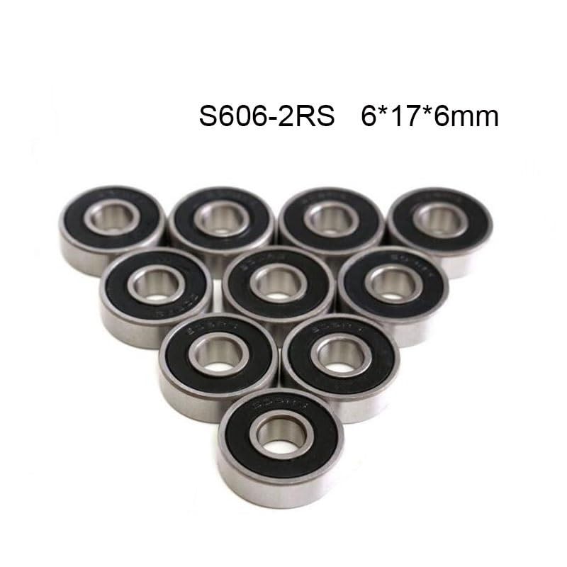 10/20/50pcs S606-2RS S606RS 6x17x6 ABEC-5 606 2RS RS Stainless Steel Deep Groove Ball Bearing Shielded S606-2RS 6 * 17 * 6mm(10PCS)