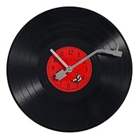 Hanging round clock--unique and creative record appearance makes this wall clock full of vintage vibe, which can decorate your home,wall clock Household clock--suitable for being sent as a friends or family who will move to the new house, they will l...