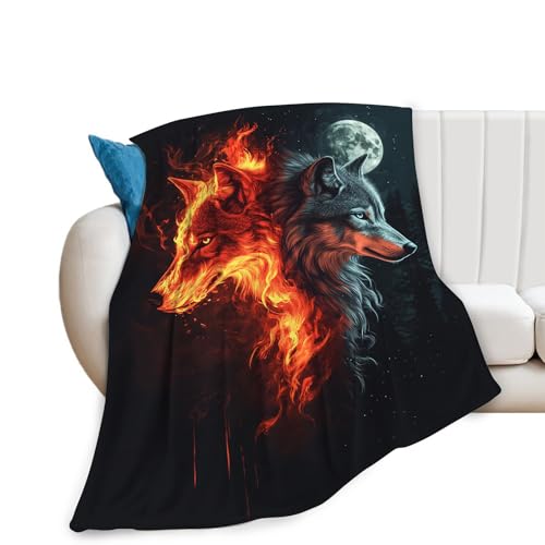 Wolf Blanket, Wolf Throw Blankets, Cool Wild Animal Fuzzy Plush Blanket Ultra Soft for Wolves Lover Gift Kids Teens Women Men Girls Boys Stuff Decor for Bedding Sofas Couch 50"X40"