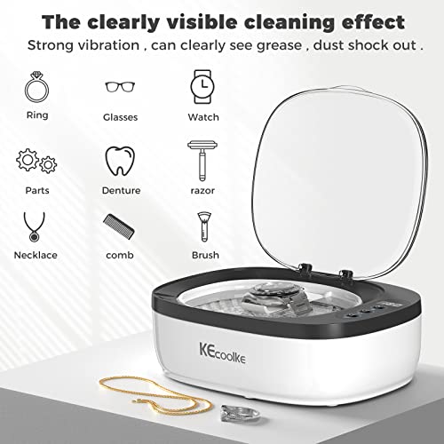Kecoolke Ultrasonic Jewelry Cleaner, 750Ml Sonic Cleaner With Digital Timer For Eyeglasses, Rings, Coins，Silver，Denture Ultrasonic Cleaner Solution For Gifts #TOP4