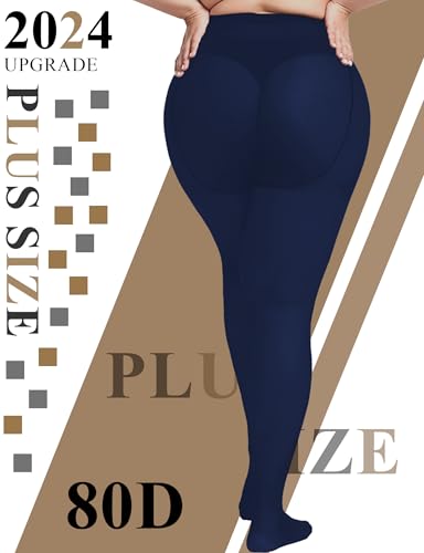 Image of Buauty Plus Size Tights for Women Ultra Soft Solid Color Semi-Opaque Pantyhose,