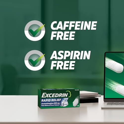 Image of Excedrin Rapid Relief Caplets, 500mg Acetaminophen, 20 Count | Clinically Proven to Absorb Fast for Pain Relief That Begins in 15 minutes , Caffeine Free, Aspirin Free