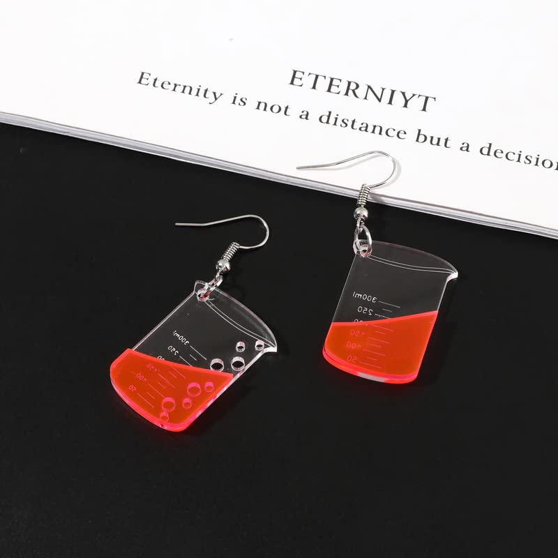 Lovely Bottle Dangle Earrings Acrylic Lightweight Transparent Measuring Cup Potion Bottle Funny Earrings for Women Science Chemical Jewelry Gifts2