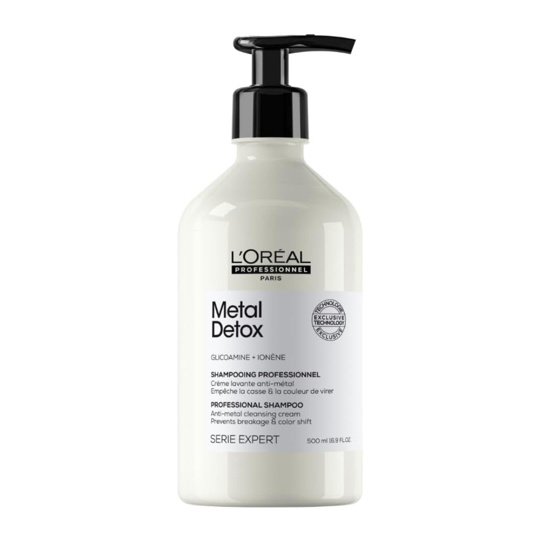 L'Oréal Professionnel Metal Detox Shampoo, Sulphate Free, For Breakage and Colour Protection, Smoother and Shinier Hair, Suitable For All Types of Coloured Hair, 500ml