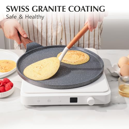 image for SENSARTE Nonstick Crepe Pan, Swiss Granite Coating Dosa Pan Pancake Fl