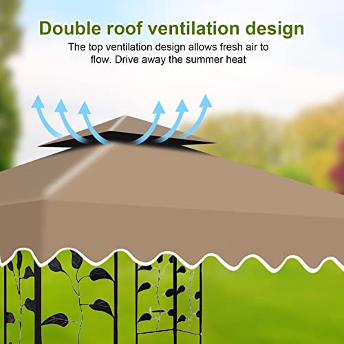 Tetto di Ricambio per Gazebo Giardino 3 x 3 m, Doppio Strato Impermeabile Copertura Rimovibile per Campeggio, Spiaggia, Sole - Image 5