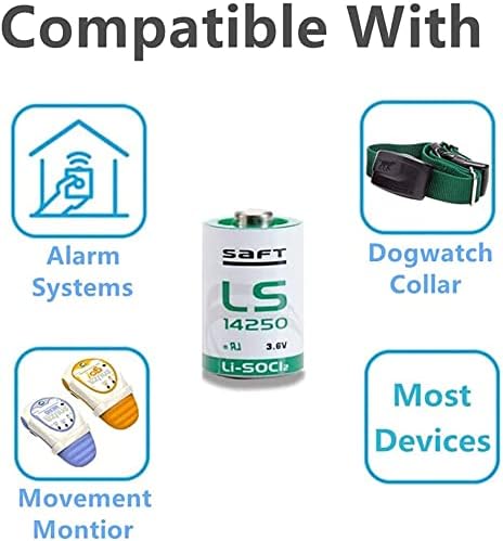 Laus for SAFT 10 Pack LS14250 1/2 AA 3.6v Battery 14250 Can Use for Dogwatch R9 Leash 1200mAh High Capacity