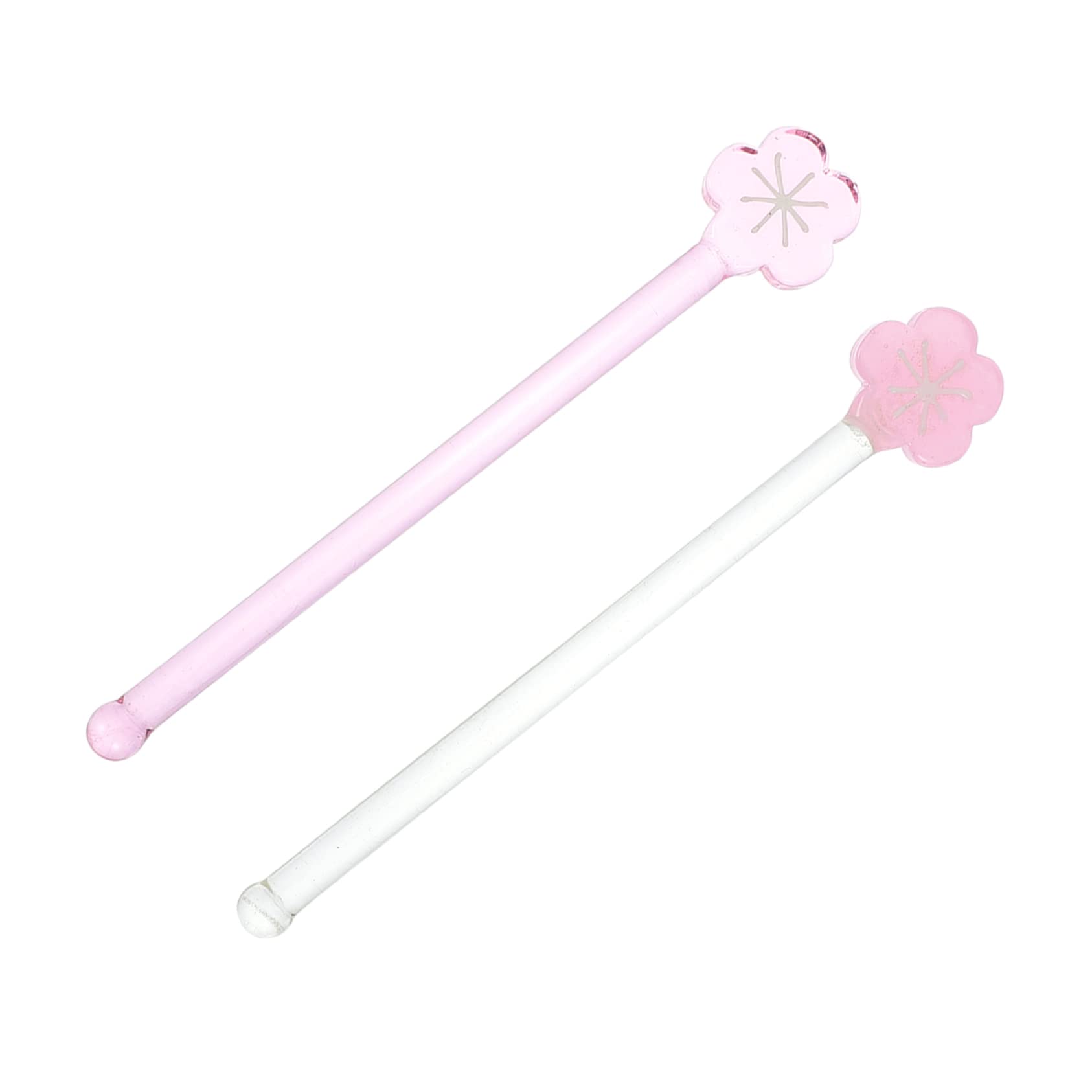COLLBATH 2Pcs Glass Stirring Sticks with Long Handle Flower Pattern Beverage Stir Rods for Coffee Juice and Cocktails Elegant Design for Home Parties Bars and Restaurants