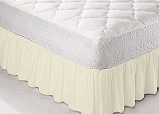 **Textile.Plus** Poly Cotton Frilled Platform Base Valance Sheets Double Cream