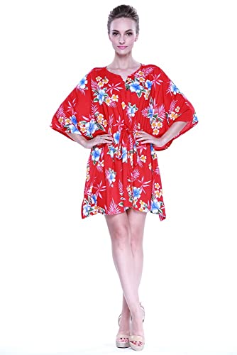 Image of Matchable Family Hawaiian Luau Men Women Girl Boy Clothes in Hibiscus Red