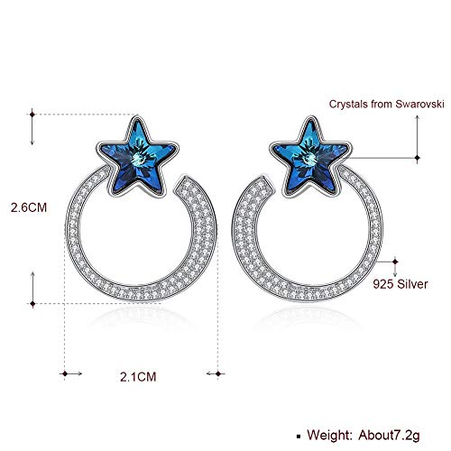 Boucles d'oreilles en cristal bleu et argent 925 style étoile - 5