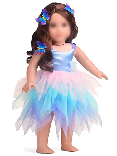 sweet dolly Fairy Doll Clothes Outfits Costume Butterfly Rainbow Party Dress Fits 18 inch Dolls