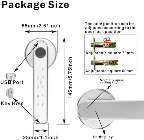 Bild 4 - Smarter Fingerabdruck Türschloss, 5 in 1 Automatischer Smart Türgriff mit APP-Steuerung/Fingerabdruck/EC-Karten/Passwort/Backup-Schlüssel, Elektronische Digitale Schlösser Geeignet für Schlafzimmer
