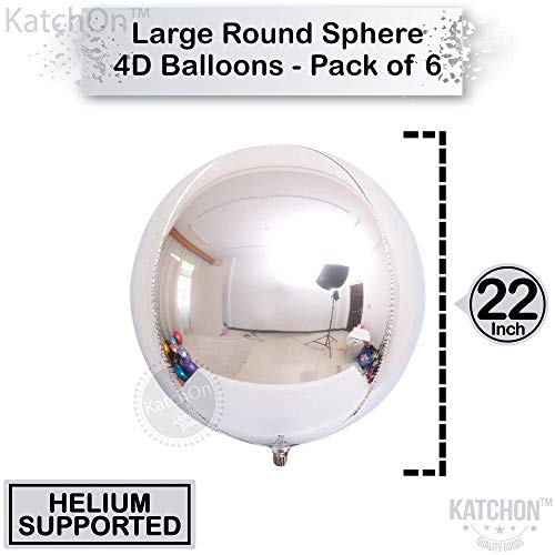 Image of KatchOn, Metallic Silver Balloons - Pack of 6 | Silver Foil Balloons for Birthday Decorations | 4D Shiny Chrome Balloon for Engagement, Bridal Shower, Graduation Decorations 2026