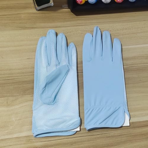 YHT Summer sun protection gloves for women, thin ice silk, ice feeling, all finger solid color, anti slip, outdoor cycling and driving