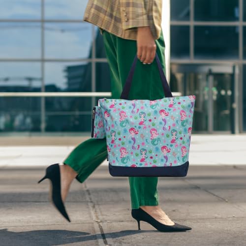 Image of NGIL Medium Top Zipper Closure Canvas Tote Bag with Attached Matching Coin Purse For Moms and Nurses