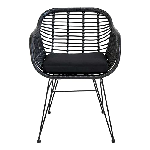 Fauteuils en polyrotin noir Trieste pour table de jardin extérieure - 5