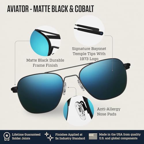Image of Randolph Eyewear Classic Aviator Sunglasses for Men and Women - Aviator Glasses Non-Polarized and UV Protection Sunglasses