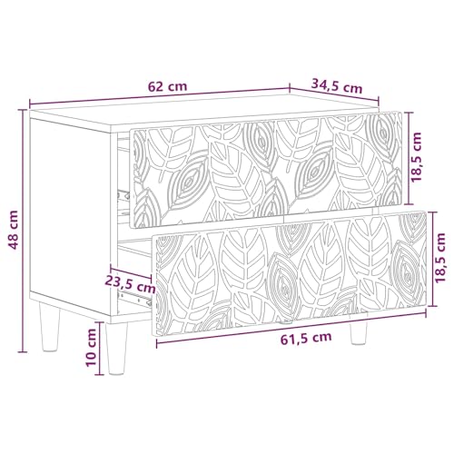 Table de chevet au style stylé sonoma gris avec grand rangement de 62 cm de large - 3