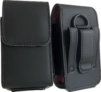 Black Leather Case with Fixed Clip for Verizon FreeTel Etalk Flip Phone