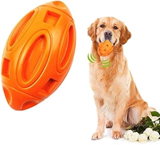 YF Dog Ball Indestructible Dog Toys, Tough Rubber Dog Rugby Ball Dog Chew Toy with Squeaker for Aggressive Chewers, Large/Medium Breed Dog