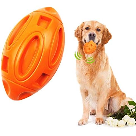 YF Dog Ball Indestructible Dog Toys, Tough Rubber Dog Rugby Ball Dog Chew Toy with Squeaker for Aggressive Chewers, Large/Medium Breed Dog Cover