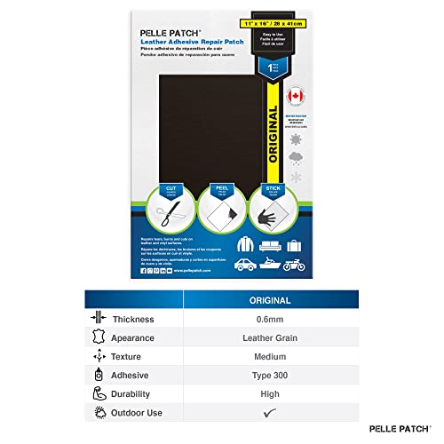 Pelle Patch - Leather Repair Kit Black - 25 Colors Available - Original 11x16 - Dark Brown - Thumbnail 4