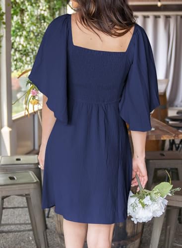 Image of Dokotoo Womens Dresses 2026 Spring Summer Deep V Neck Elegant Cocktail Bow tie Mini Dress S-XL