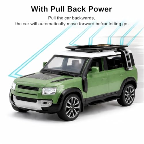 Image of Pringo Fortuner Toy Car for Kids | 1:36 Scale Diecast Pull Back Metal SUV Car | Openable Doors, Boot, Light & Sound Fortuner Toy Car for 3+ Year Boys | Gift Toy for Kids (Defender Green)