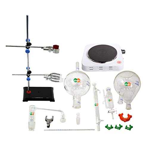 New 2000Ml Lab Essential Oil Steam Distillation Apparatus Glassware Kits Water Distiller Purifier W/Hot Stove Graham Condenser S35 And 24/40 Joint #TOP2