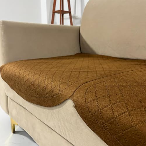 Image of Homerz Premium 'Surya Series' Sofa Cover | Stylish Sofa Protector | Net Fabric | Anti-Stain & Washable Slip Cover Exact Size Antislip (New Jerry Brown, 7 (3+2+2) Seater, Only Seat Cover)