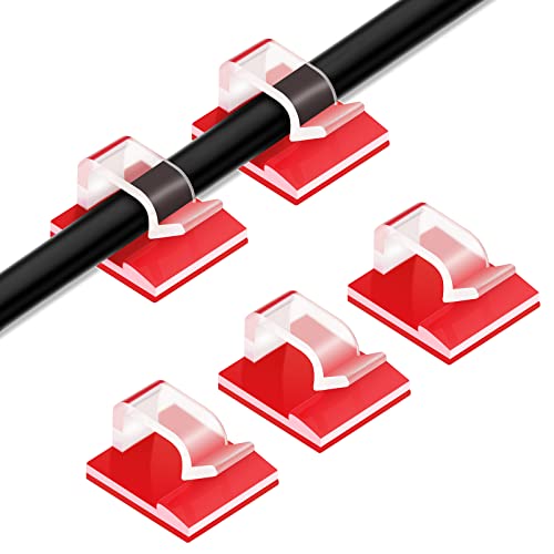 50 PCS Cable Clamps, Professional Desktop Cable Cords Management, Wire Clip, Premium Sticky Cable Organizer for Office, Study, Bedroom, Car. Alondra. (Clear)