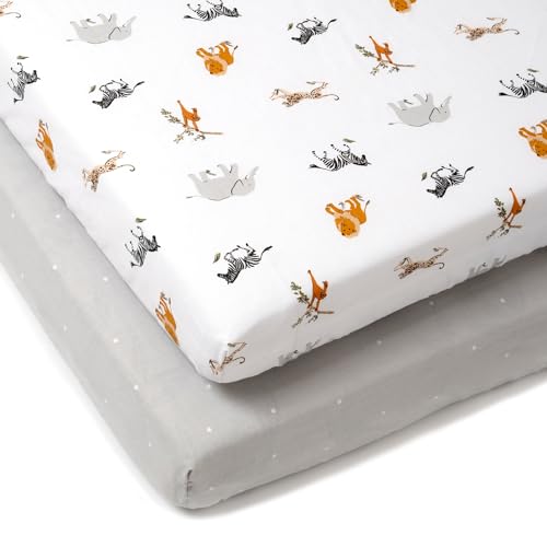 Clair de Lune Jungle Dream 2 Pack Fitted Cot Bed Sheets 70 x 140 cm