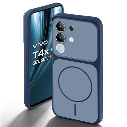 Image of Modern & Minimal Design Back Case and Cover for VIVO T4X| Shockproof Slim Design |Matte Finish Anti-Slip Durable Mobile Cover | TPU + Pc Cover | Blue