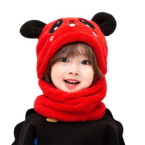 bolukets Enfant Ensemble de Bonnet Echarpe Filles hiver Chapeau Chapeau Tricoté Tour de Cou Chaud 2 in 1 thermique Hiver Accessoires Ensemble,Pour Garcon Enfants 1 à 5 ans,rouge Cover