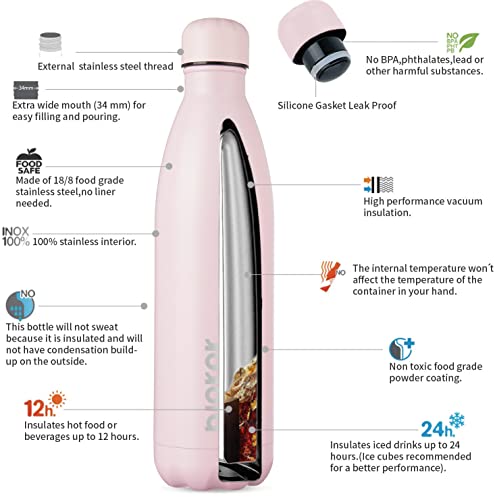 Image of BJPKPK 25 oz Insulated Water Bottle, Stainless Steel Flask, Leak Proof