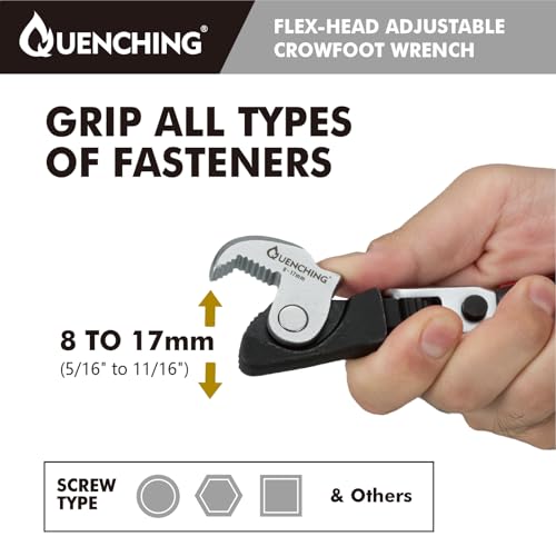 QUENCHING Chave Crowfoot com ajuste automático de 19,5 cm, pegada elétrica, chave ajustável com aço