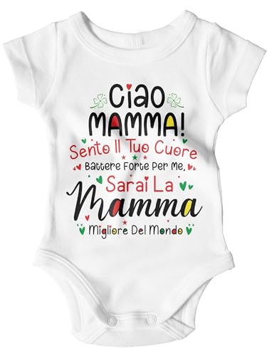 STAMPATEK Body Neonato Regalo Festa della Mamma Tutina Ciao Mamma Neonata Regalo Mamma Compleanno Regalo baby shower gravidanza BD130