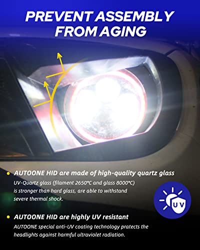 Image of AUTOONE D2S HID Headlight Bulbs, 30000LM 6000K Cool White, 600% Brightness, 66040 66240 85122 Lamps Replacement for Cars, Plug and Play (Pack of 2)