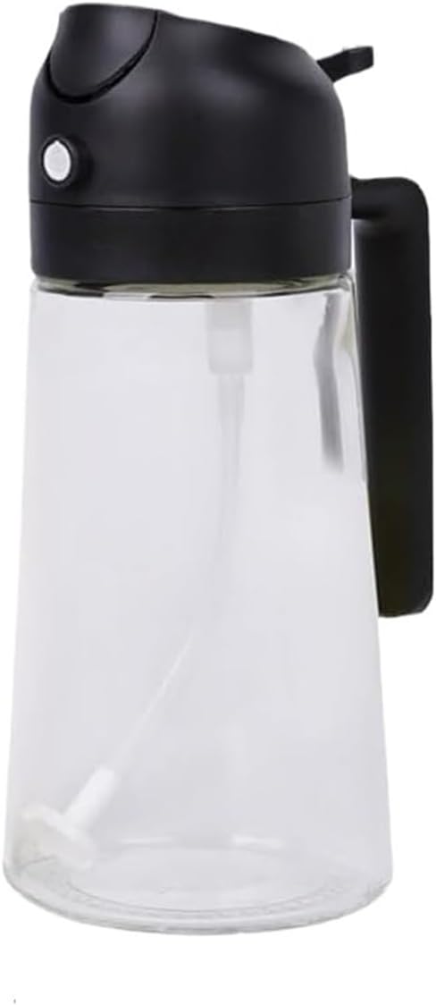 Portable Oil Sprayer - Thickened Glass Oil Can for Kitchen, Barbecue, and Outdoor Picnic Use(Black)