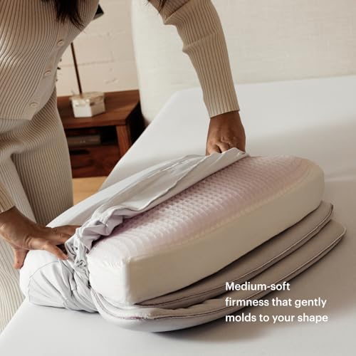 Image of Purple DreamLayer Pillow - King Size - Cooling Memory Foam Alternative Neck Pillow, Soft Contour-Hugging GelFlex Grid and MicroAir Foam, Adjustable Loft, Pressure-Relieving Support