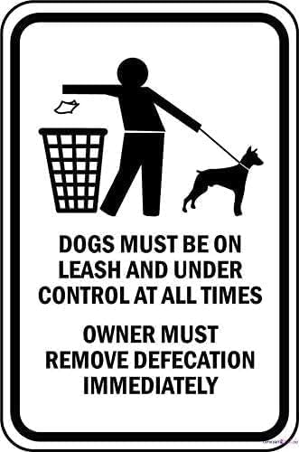 Novelty Warning Metal Tin Sign Dogs Must Be On Leash Under Control Owner Sign Outdoor Security Farm Yard Warning Decoratives Metal Aluminum Sign Gift For Women Men 8x12 Inch